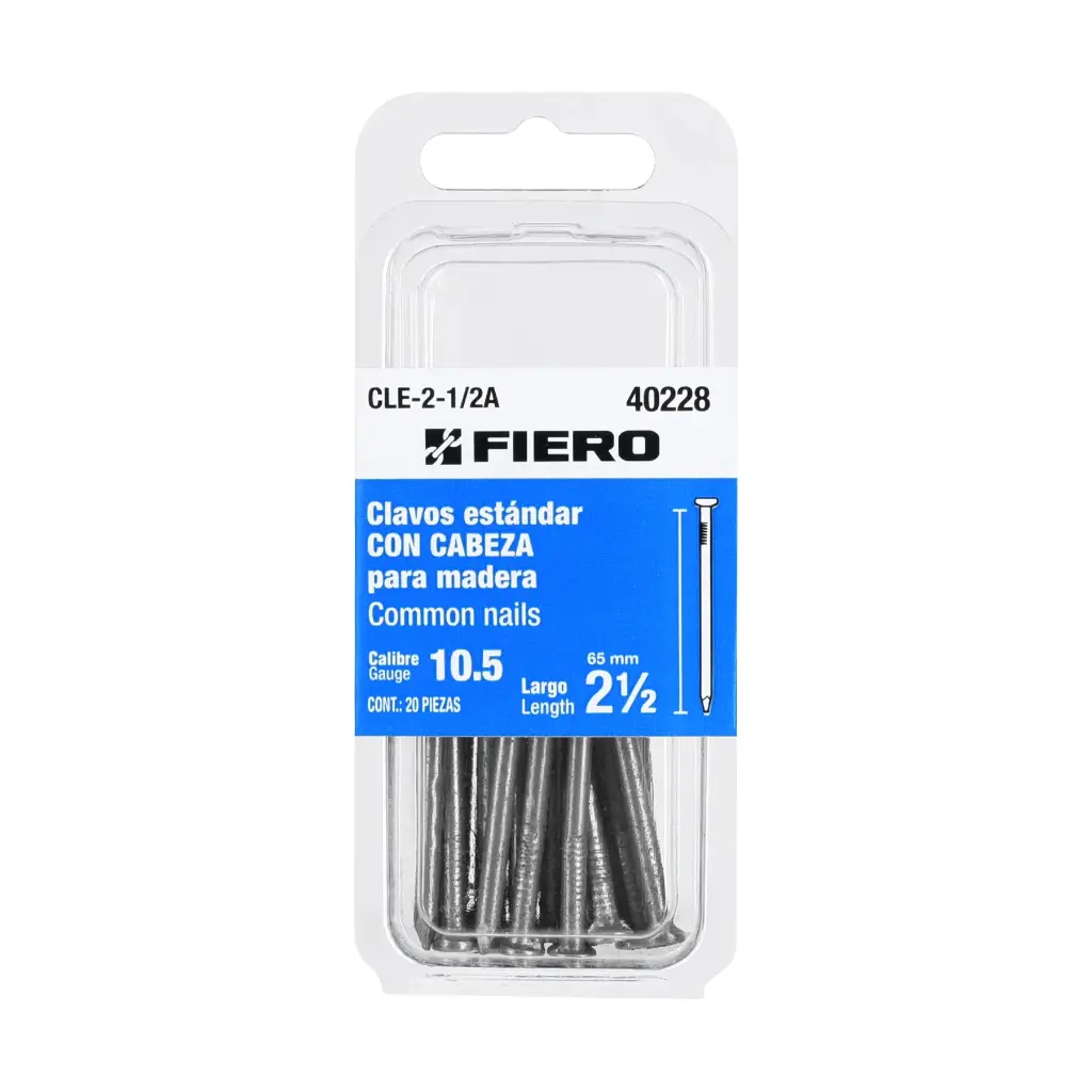 [40228] CLAVO PARA MADERA 2 1/2" BLISTER FIERO (TRUPER) 40228