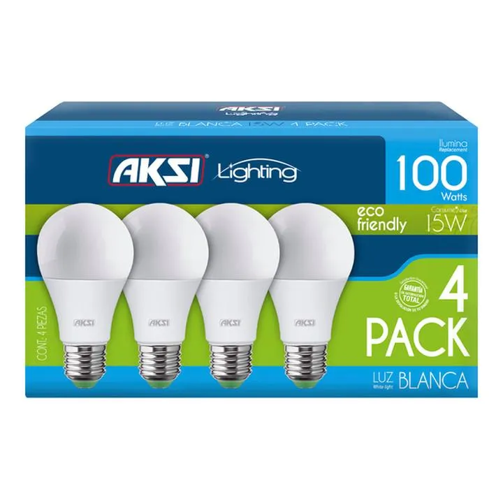 [129043] Foco LED 4PACK 15W ECO luz blanca, caja color 129043