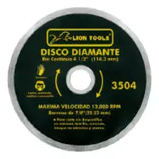 DISCO DIAMANTE 4 1/2" RIN CONTINUO LION TOOLS 3504