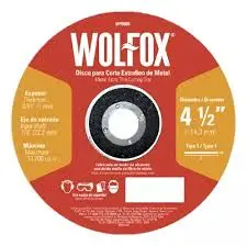 DISCO CORTE EXTRAFINO DE METAL4 1/2" 1MM WOLFOX WF0698