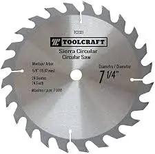 SIERRA CIRCULAR 7 1/4" EJE 5/8" CON 24 DIENTES TOOLCRAFT TC2327