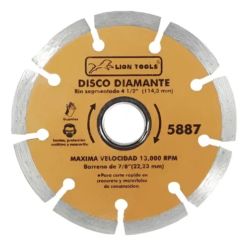 DISCO DIAMANTE 4 1/2" RIN SEGMENTADO LION TOOLS 5887