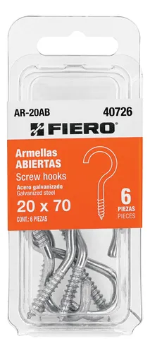 [40726] BLISTER CON 6 ARMELLAS ABIERTAS DE 20 x 70, FIERO (TRUPER) 40726