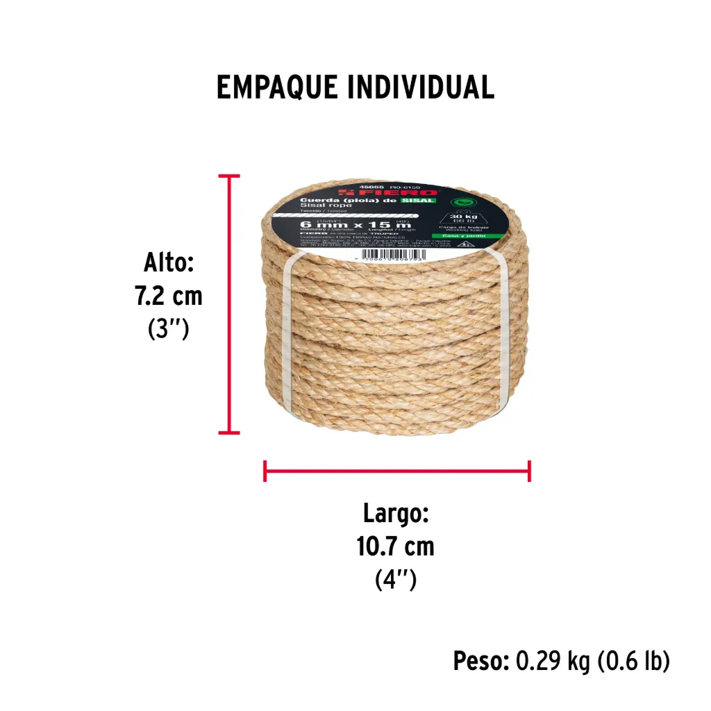 CUERDA (PIOLA) DE SISAL FIERO (TRUPER) 45655