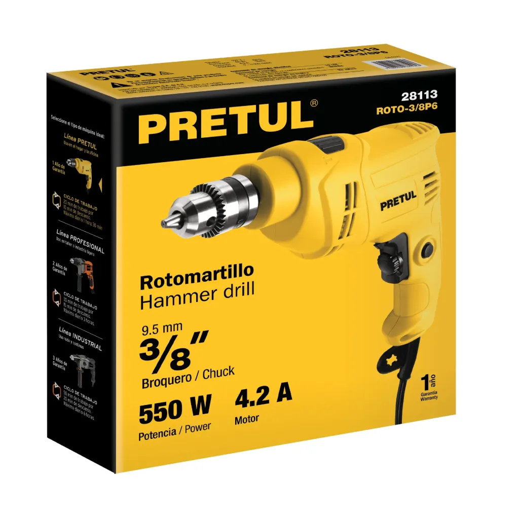 ROTOMARTILLO 3/8" 550W PRETUL (TRUPER) 28113