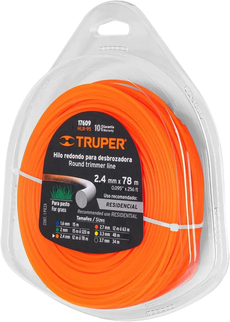 HILO REDONDO PARA DESBROZADORA NARANJA 2.4MM TRUPER 17609