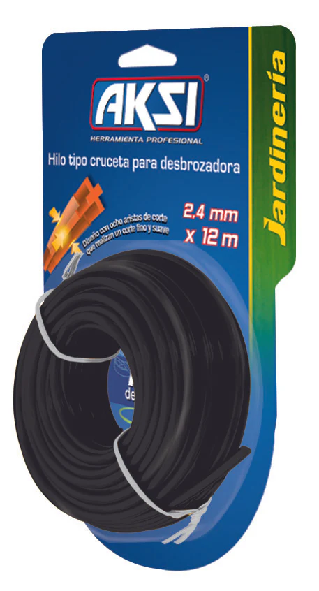 HILO TIPO CRUCETA PARA DESBROZADORA NEGRO 3.7MM AKSI 107316