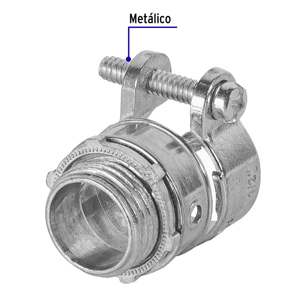 CONECTOR RECTO PARA TUBO FLXIBLE METALICO 1/2" VOLTECK (TRUPER) 47340