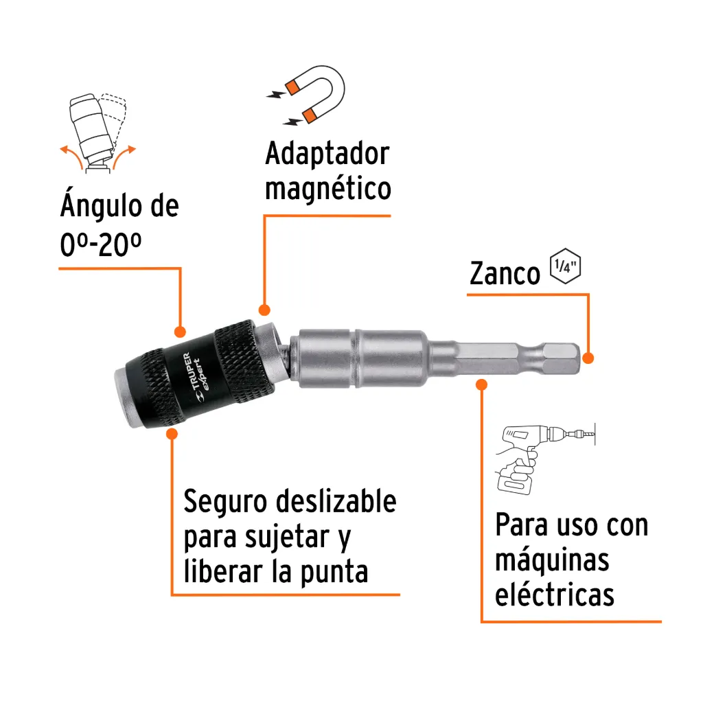 EXTENSION MAGNETICA ARTICULADA 3½" PARA PUNTAS, TRUPER EXPERT 11875