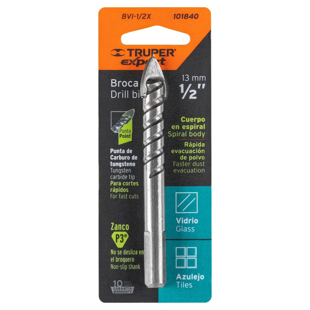 BROCA PARA VIDRIO Y AZULEJO 1/2", TRUPER EXPERT 101840