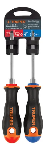 DUO DESARMADORES 3/16X4" MANGO COMFORT GRIP TRUPER 19623