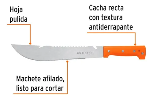 MACHETE RAMBO CACHA REMACHADA NARANJA 12" 100654 TRUPER