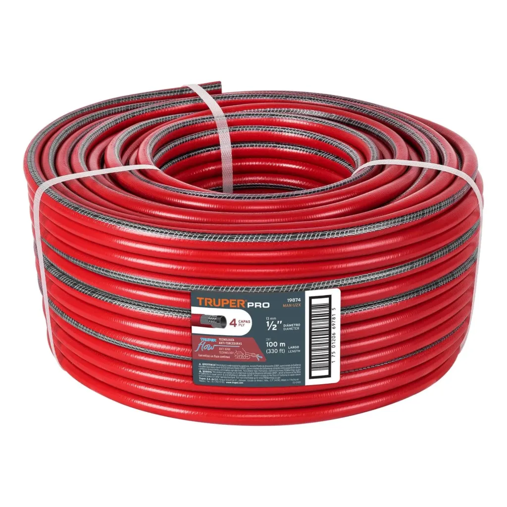 METRO MANGUERA JARDIN 1/2 4C TRUPER PRO ROJA 19874