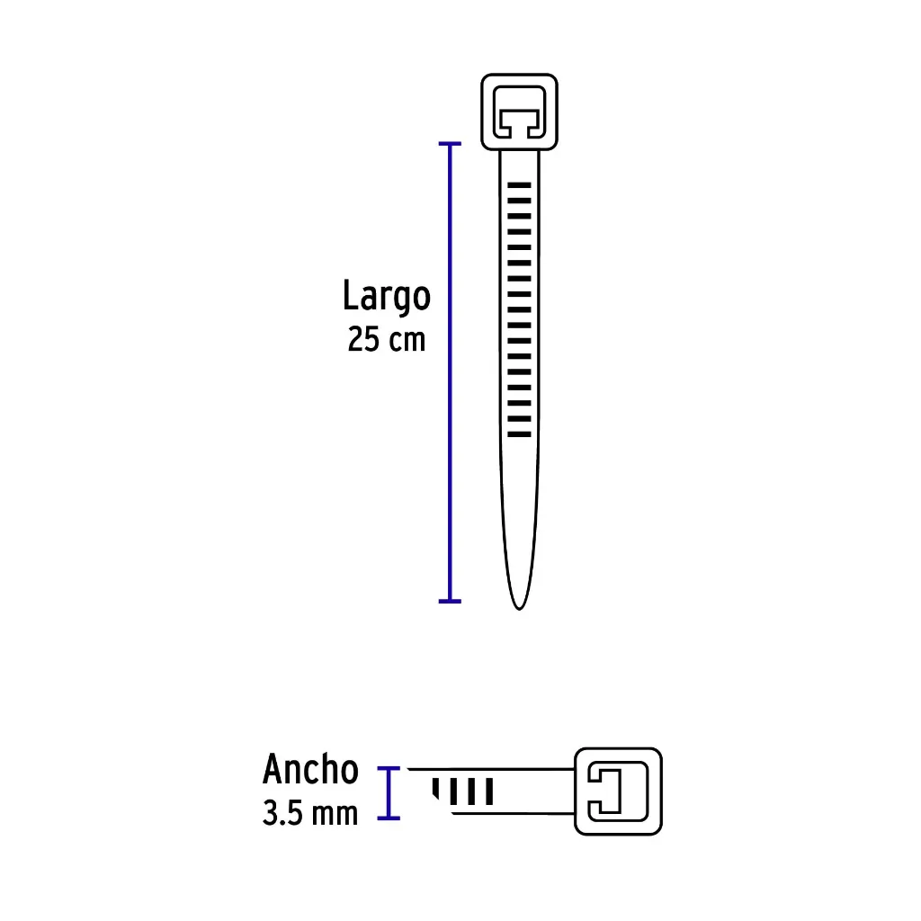 CINCHO 3.5MM 25CM NEGRO VOLTECK (TRUPER) 44325
