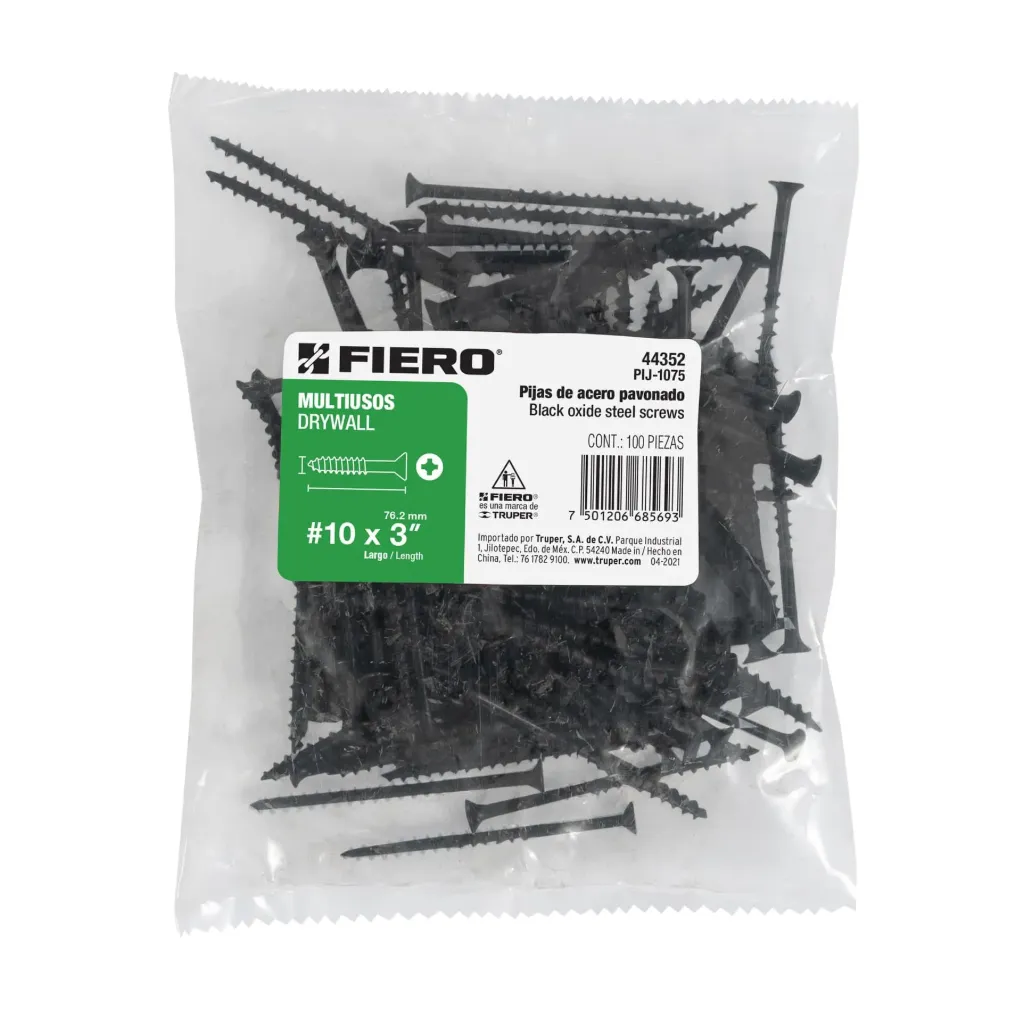BOLSA 100 PIEZAS pijas #10 x 3'cabeza plana phillips multiusos FIERO TRUPER 44352