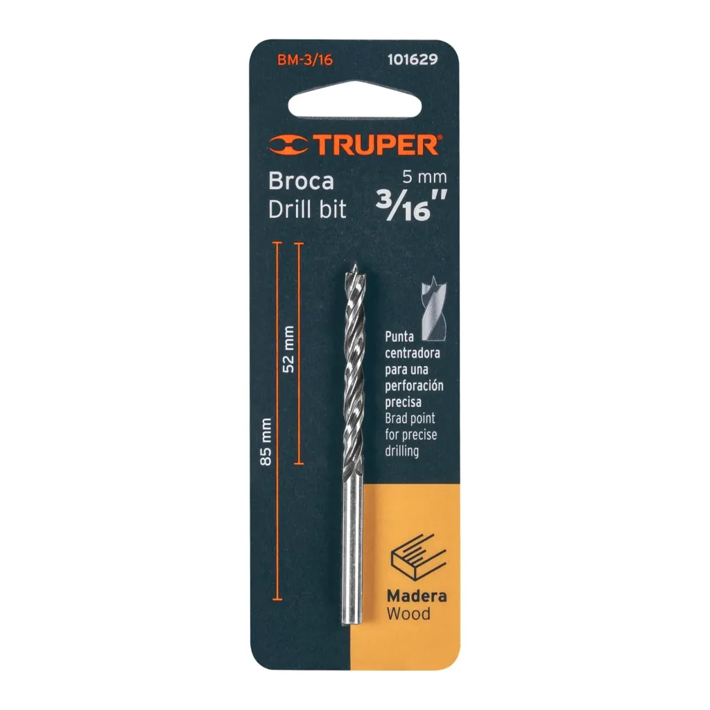 BROCA CON PUNTA CENTRADORA PARA MADERA 3/16",TRUPER 101629