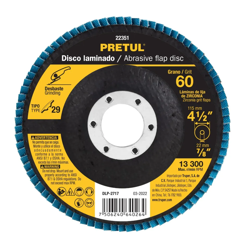 DISCO LAMINADO 4 1/2" GRANO 60 PRETUL (TRUPER) 22351
