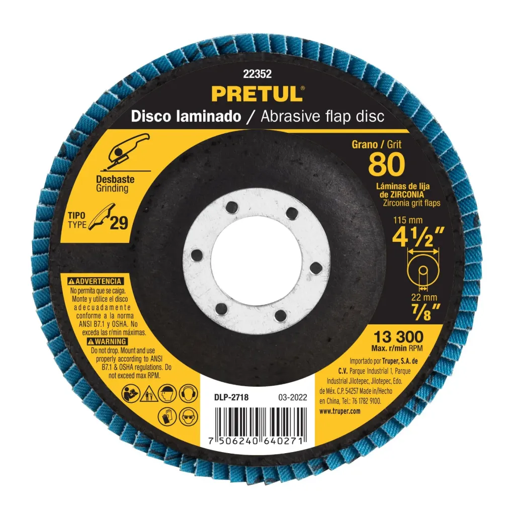 DISCO LAMINADO 4 1/2" GRANO 80 PRETUL (TRUPER) 22352