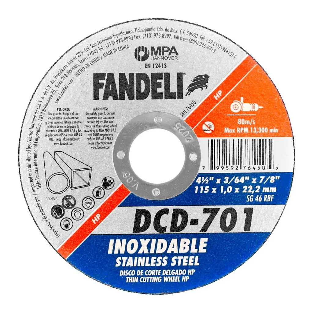 DISCO CORTE METAL-INOX 4 1/2 MOD: DCD-701 FANDELI