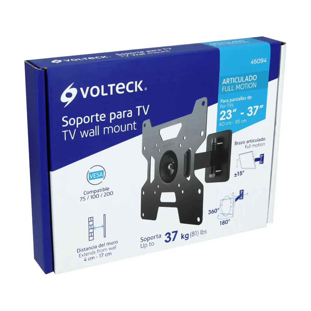 [46094] SOPORTE CON TRIPLE MOVIMIENTO ANGULAR Y ARTICULADO PARA PANTALLAS DE 23"-37" VOLTECK (TRUPER) 46094