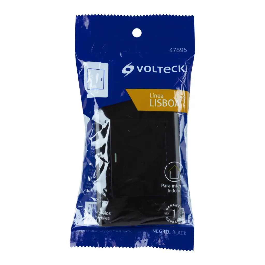 [47899] PLACA ARMADA NEGRA 1 INTERRUPTOR 3 MODULOS LISBOA VOLTECK 47899