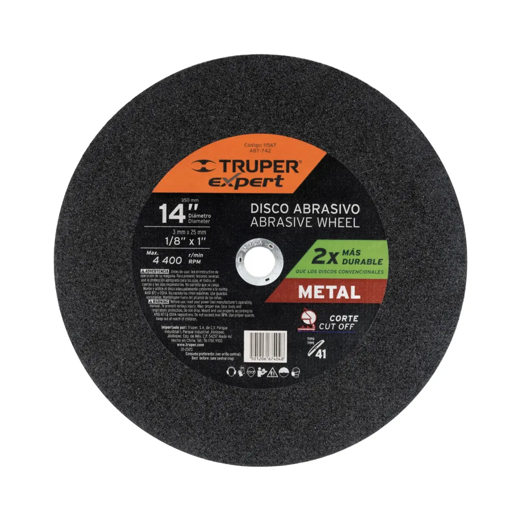 DISCO DE CORTE METAL 14"X3MM TRUPER EXPERT 11567