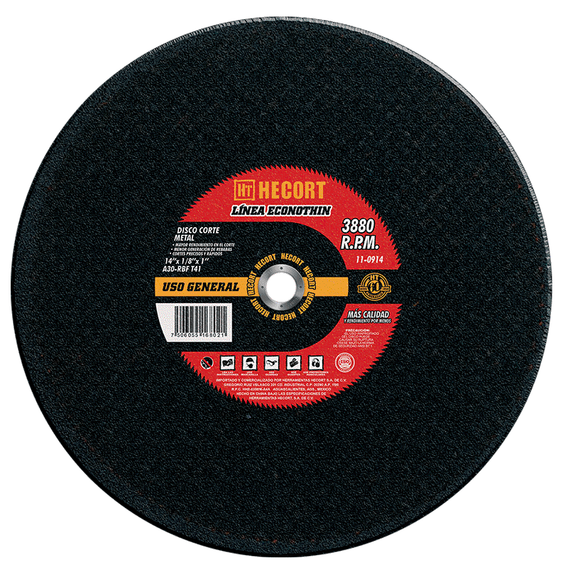 DISCO CORTE METAL 14" X 1/8  X 1" HECORT 11-0914