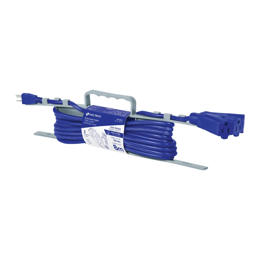 [48063] EXTENSION ELECTRICA USO RUDO 3X16AWG 8M TRIPLE TIPO ABANICO VOLTECK (TRUPER) 48063
