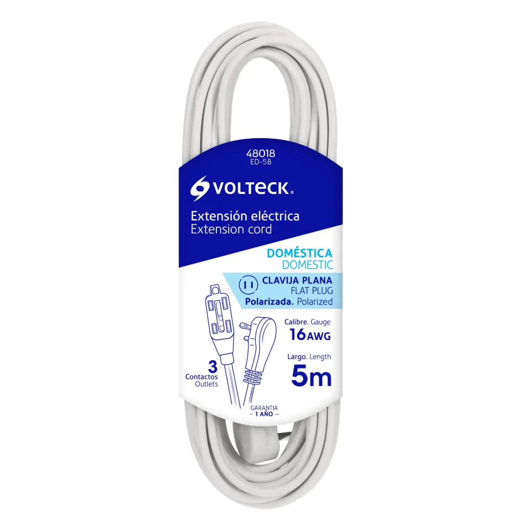 [48018] EXTENSION ELECTRICA DOM 5M CLAV PLANA VOLTECK (TRUPER) 48018