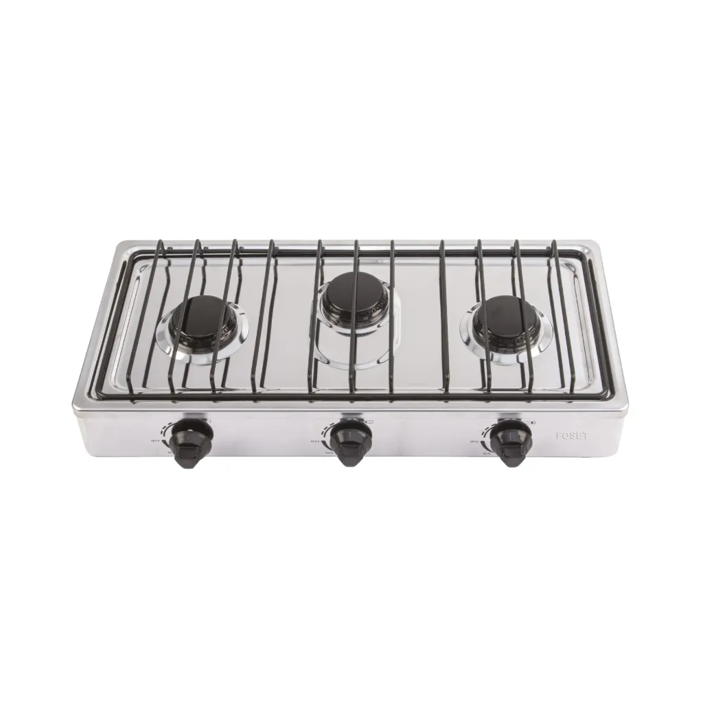 [47920] PARRILLA DE GAS DE SOBREPONER 3 QUEMADORES, INOXIDABLE FOSET (TRUPER) 47920