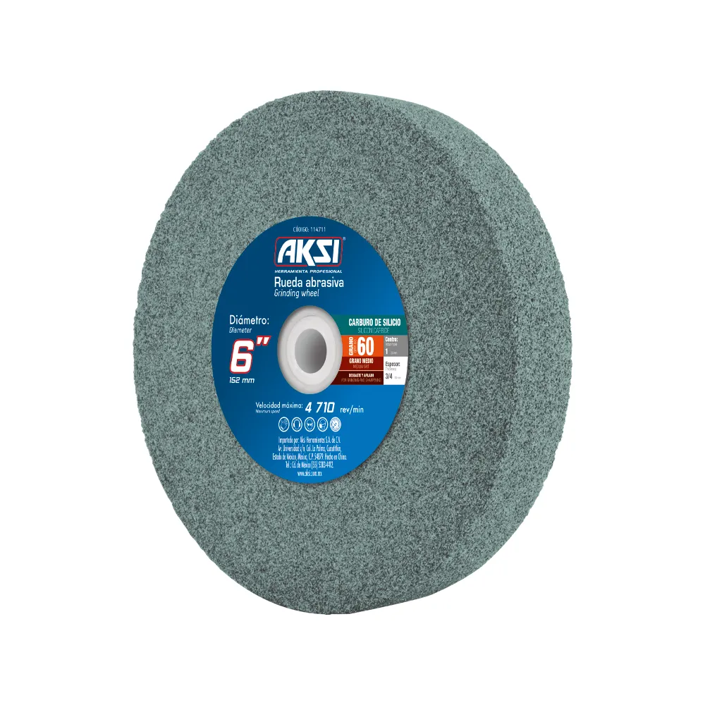 RUEDA ABRASIVA P/ ESMERIL CARBURO SILICIO 6" x 3/4" x 1" GRANO 60 AKSI 114711