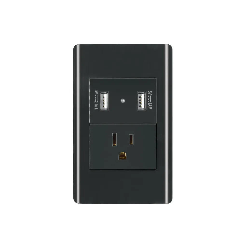 PLACA ARMADA NEGRA CONTACTO Y 2 PUERTOS USB 1.5,MOD. LISBOA VOLTECK (TRUPER) 47904