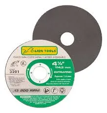 [3201] DISCO PARA CORTE DE METAL Y ACERO INOX 4½ X 1.6 mm LION TOOLS 3201