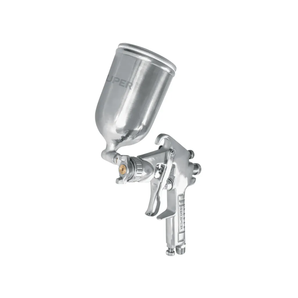 PISTOLA DE AIRE VASO ALUMINIO TOBERA 1.4MM BAJO VOLUMEN/MEDIANA PRESION TRUPER 11095