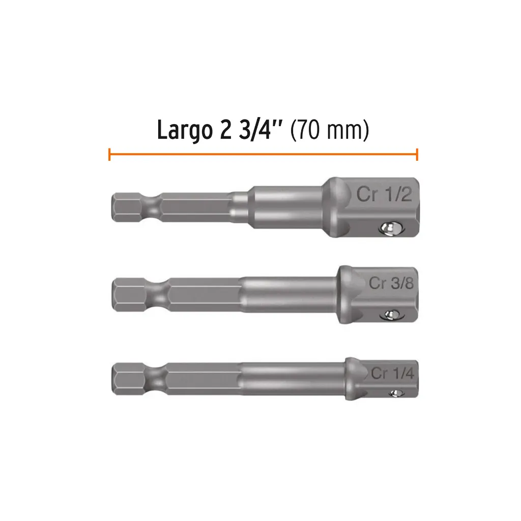 JUEGO DE 3 ADAPTADORES PARA DADO 2 3/4" LARGO TRUPER 10752