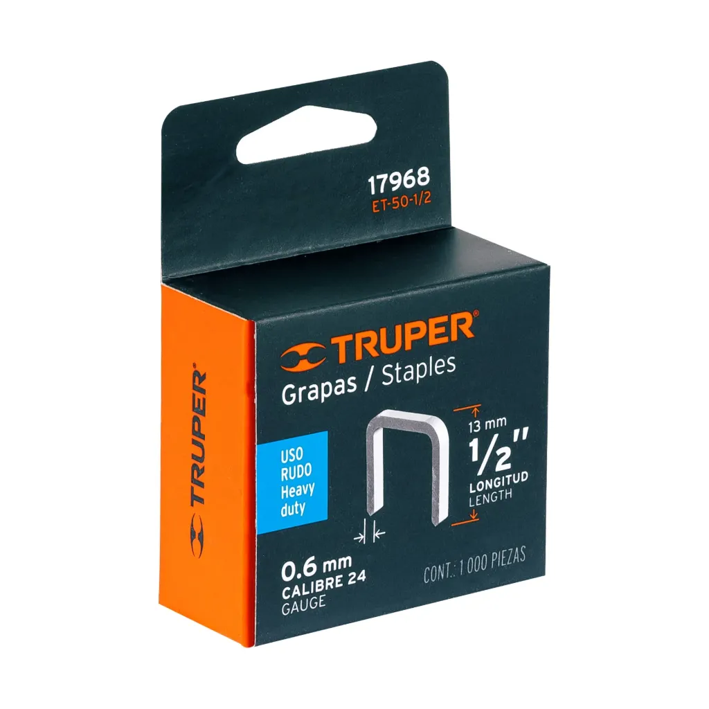 CAJA CON 1000 GRAPAS 1/2 CORONA 10.5mm TRUPER 17968