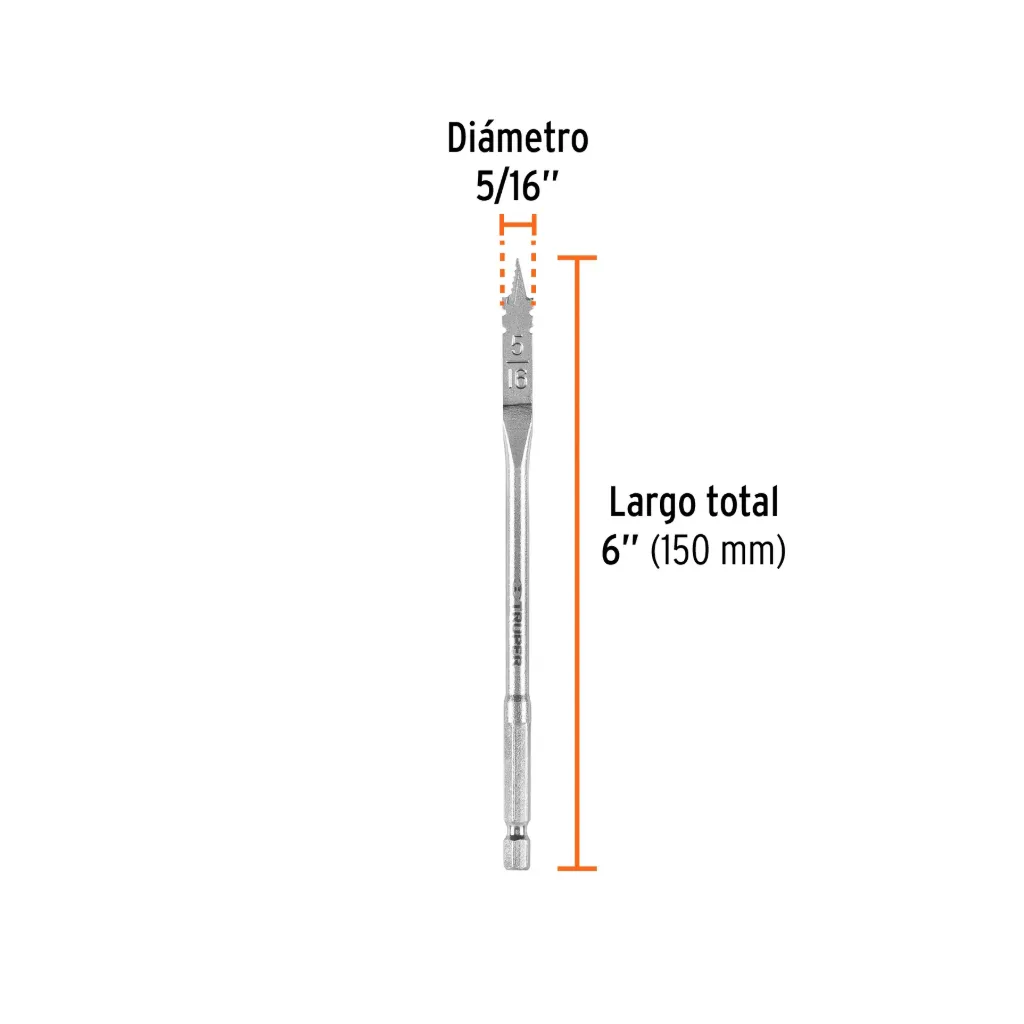 BROCA PLANA PUNTA TRISCADA 5/16" PARA MADERA, TRUPER 11363