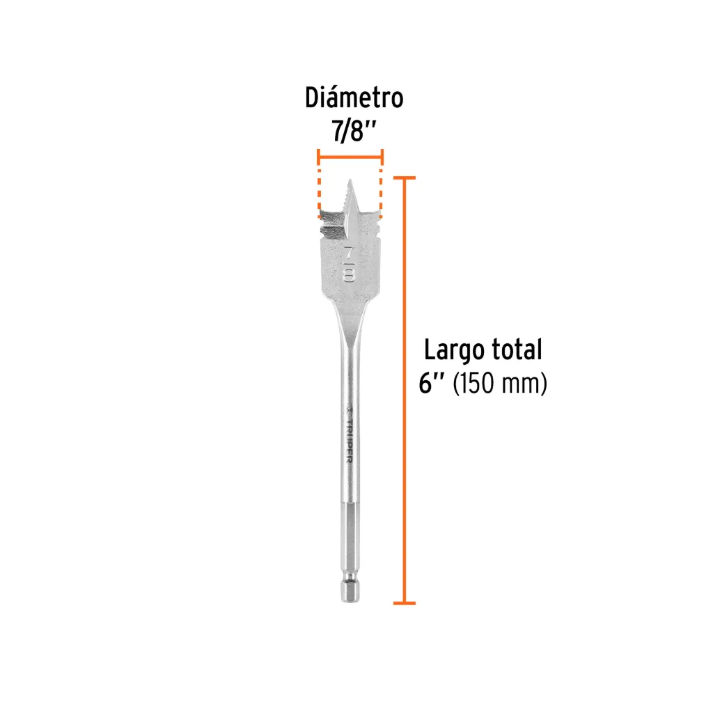BROCA PLANA PUNTA TRISCADA 7/8" PARA MADERA, TRUPER 11381