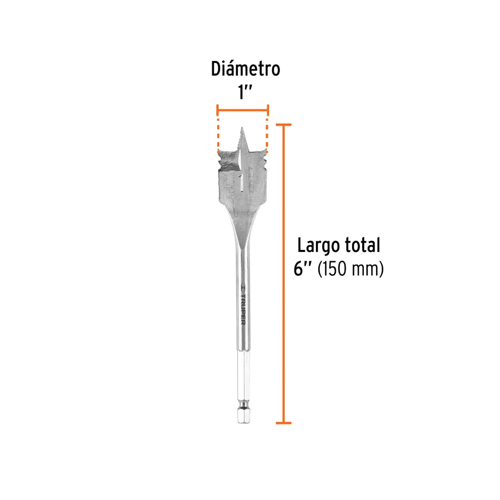 BROCA PLANA PUNTA TRISCADA 1" PARA MADERA, TRUPER 11384