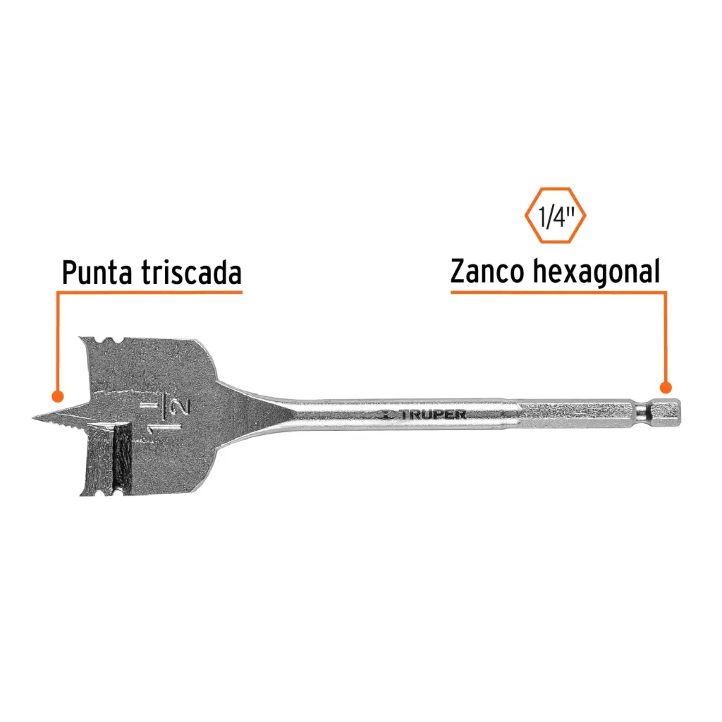 BROCA PLANA PUNTA TRISCADA 1½", TRUPER 11393