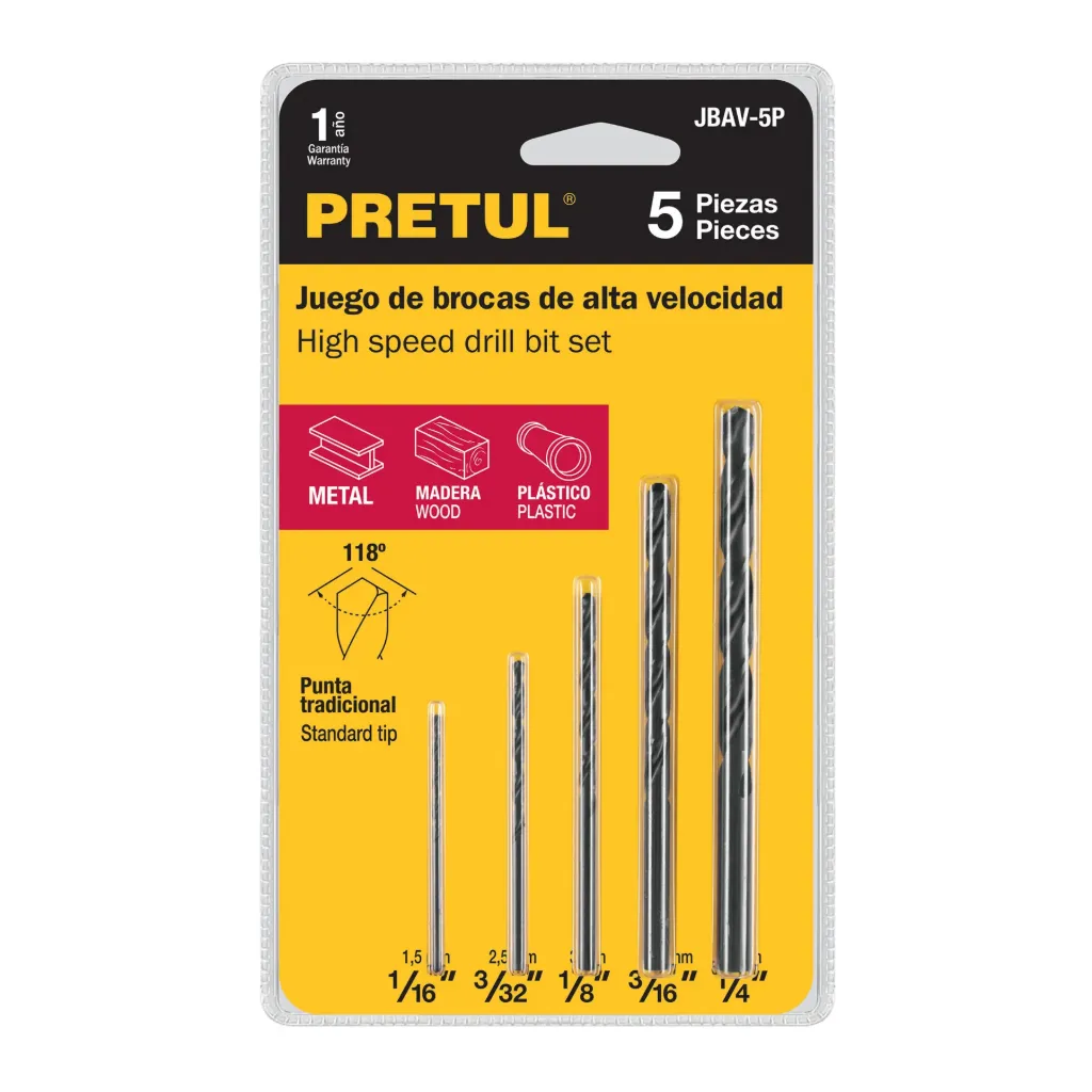 JUEGO DE BROCA MADERA/METAL/PLASTICO 1/16-1/4" 5PZ PRETUL (TRUPER) 20703