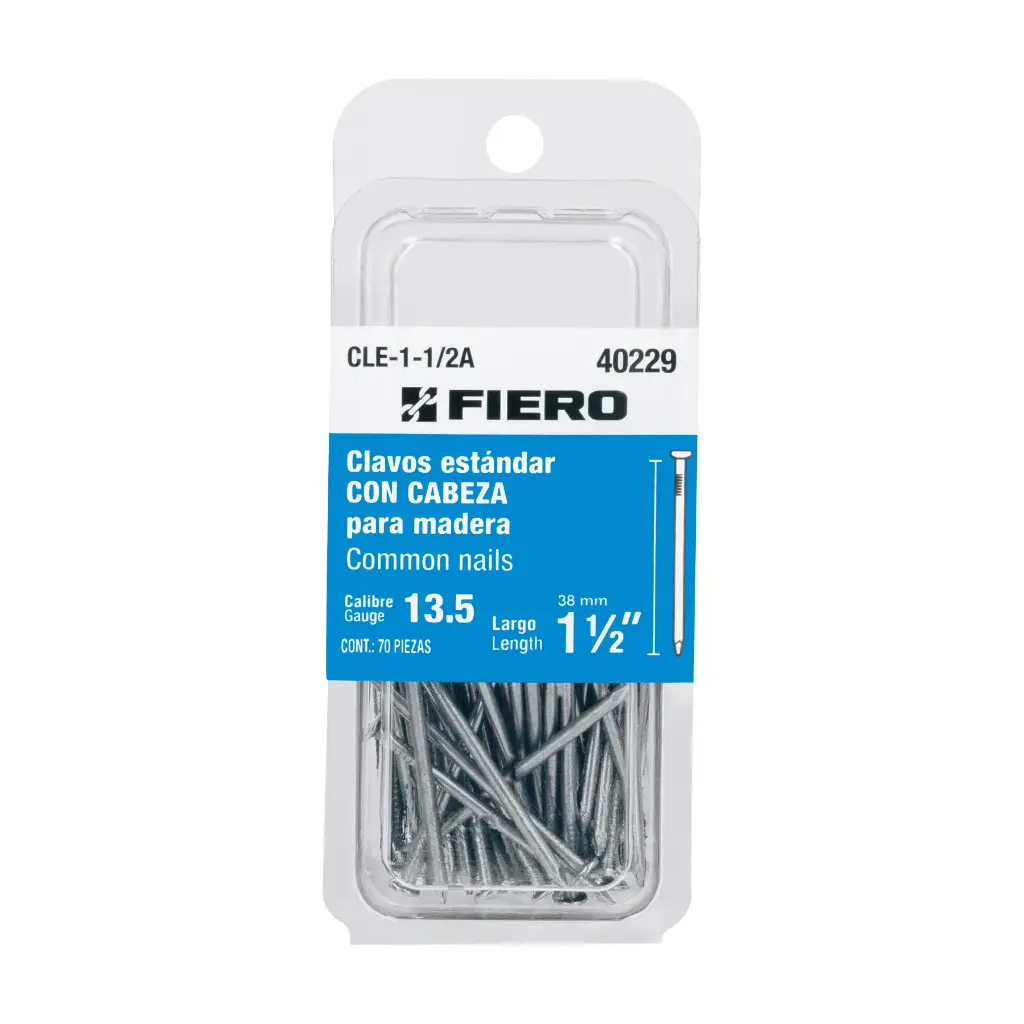 CLAVO PARA MADERA 1 1/2" BLISTER FIERO (TRUPER) 40229